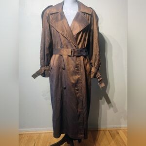 London Fog Vintage Trench Rain Coat Jacket Lined Bronze Metallic Brown Stacie 6P